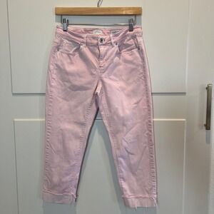J Jill Denim Authentic‎ Fit Cropped Pink Jeans Womens 4 Frayed Hem Rolled cuff